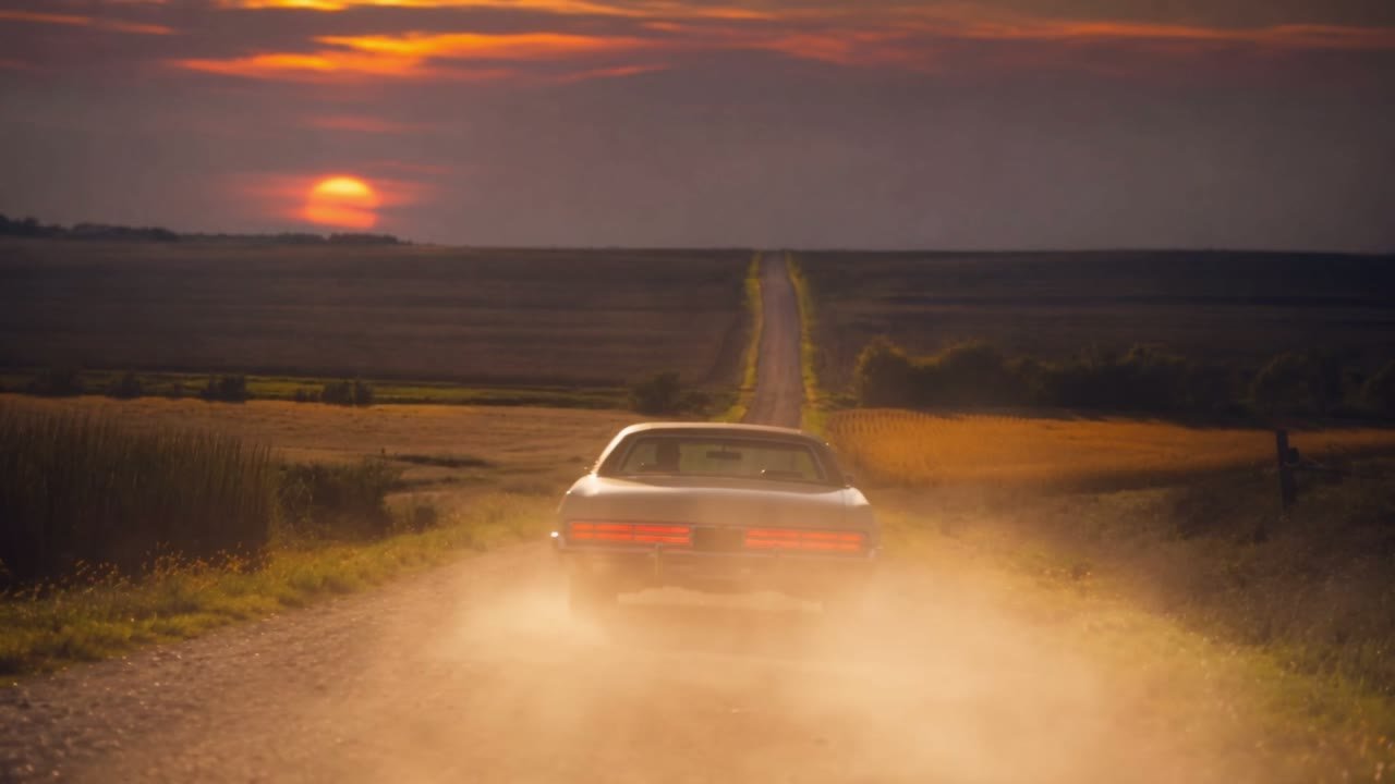 Meridian classic car on a dirt road at sunset, brand film
